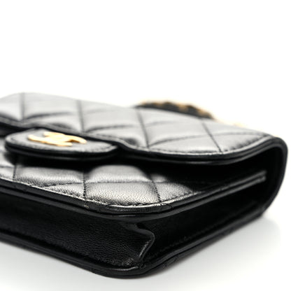 Chanel Lambskin Quilted Top Handle Flap Coin Purse With Chain Black 11 of 12