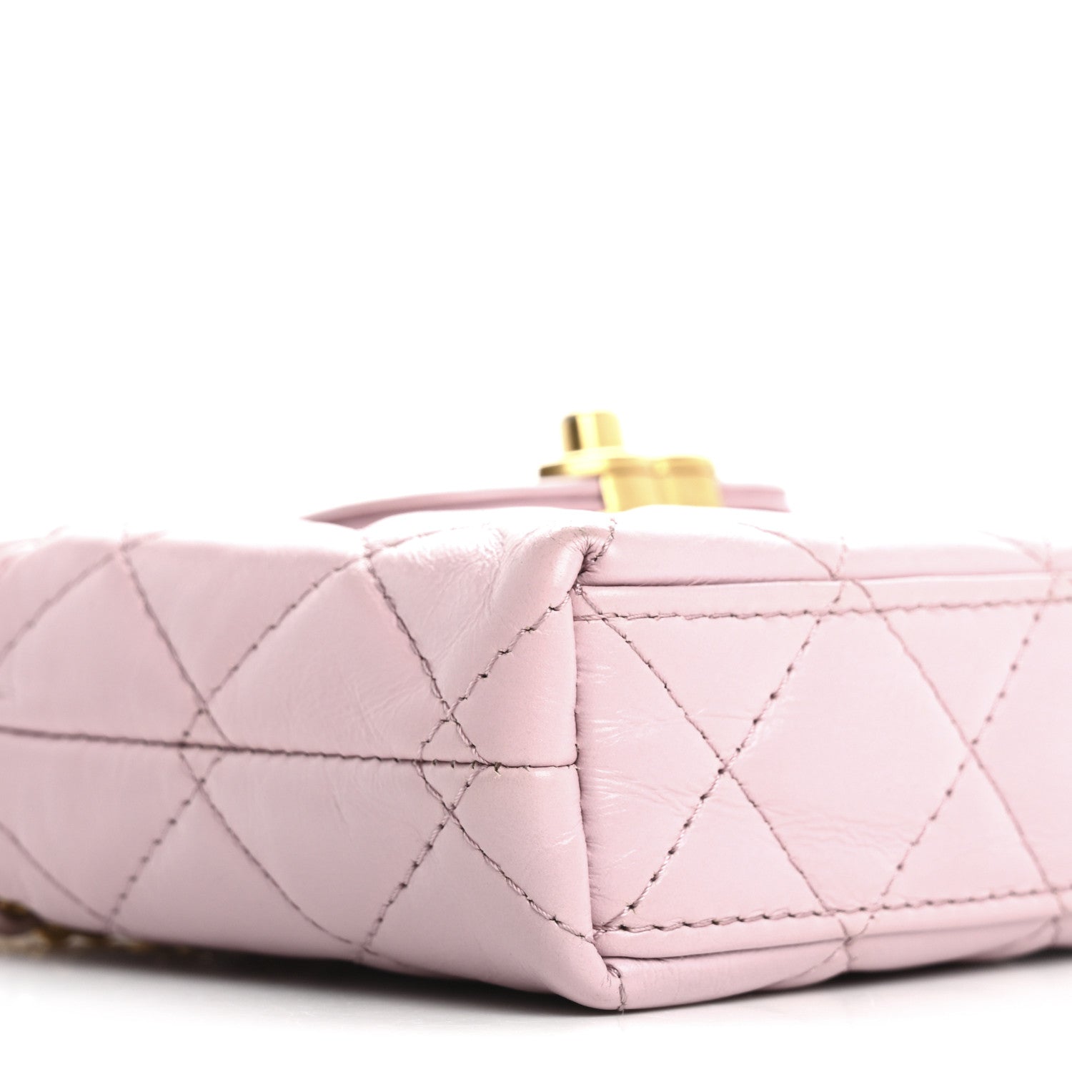Chanel Shiny Aged Calfskin Quilted Mini Nano Kelly Shopper Light Pink 9 of 17