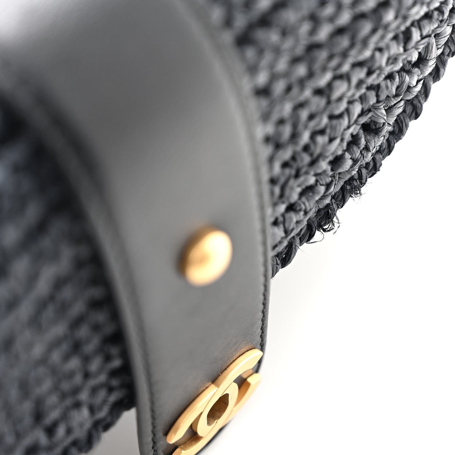 Straw Raffia Shoulder Bag Navy Blue