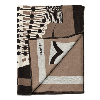 Hermes Wool Cashmere Brandebourgs Blanket Ecorce 2 of 4