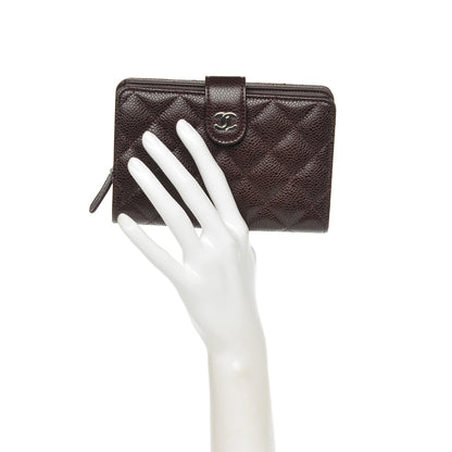 Chanel Caviar Quilted Zipped Pocket Wallet Burgundy 2 of 8