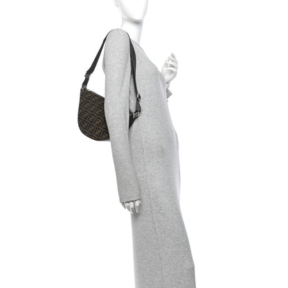 Fendi Fabric Jacquard FF Melon Bag Tobacco Black 2 of 10