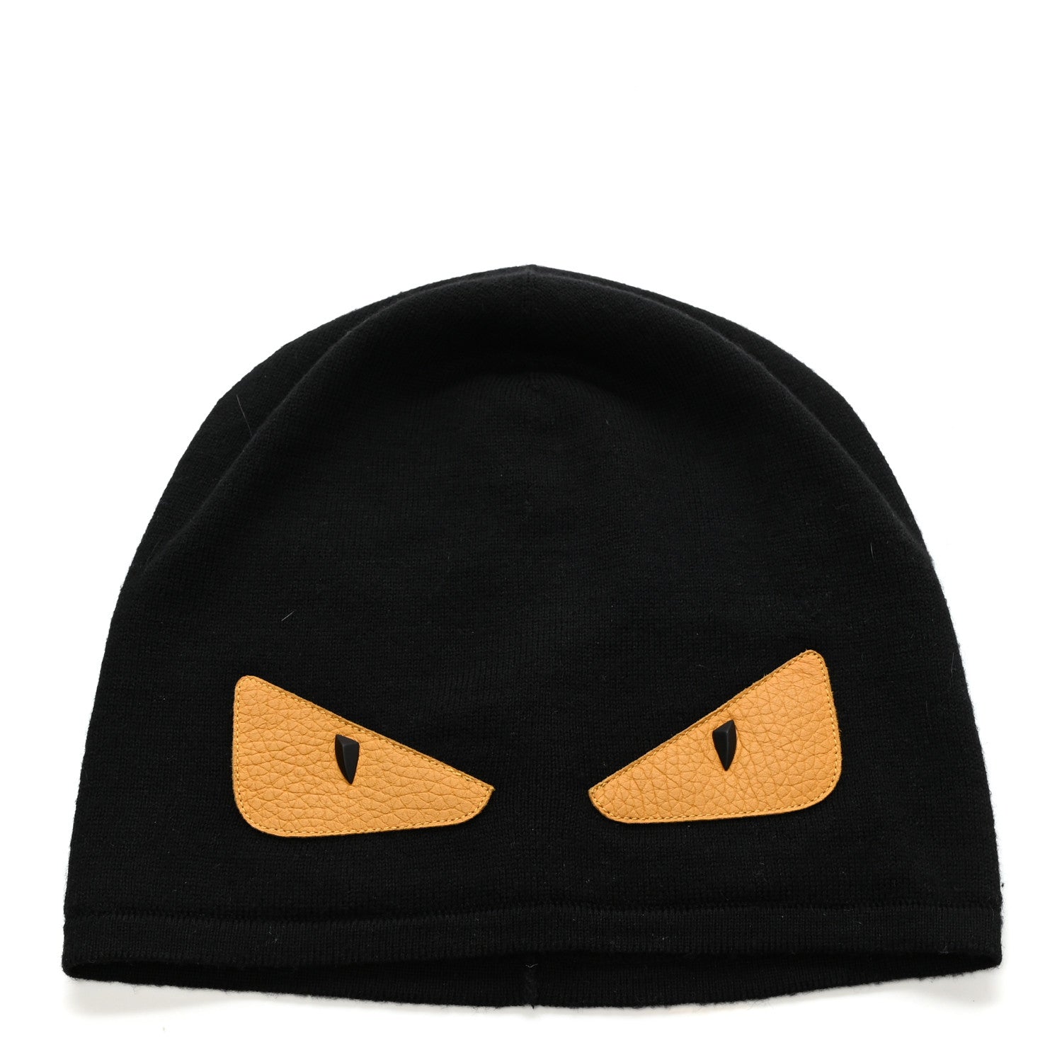Fendi Wool Calfskin Monster Beanie Black Yellow 1 of 4