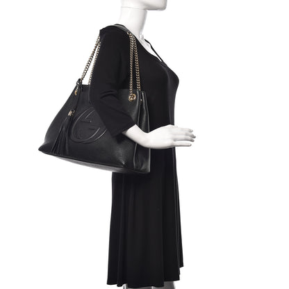Gucci Pebbled Calfskin Medium Soho Chain Shoulder Bag Black 2 of 14