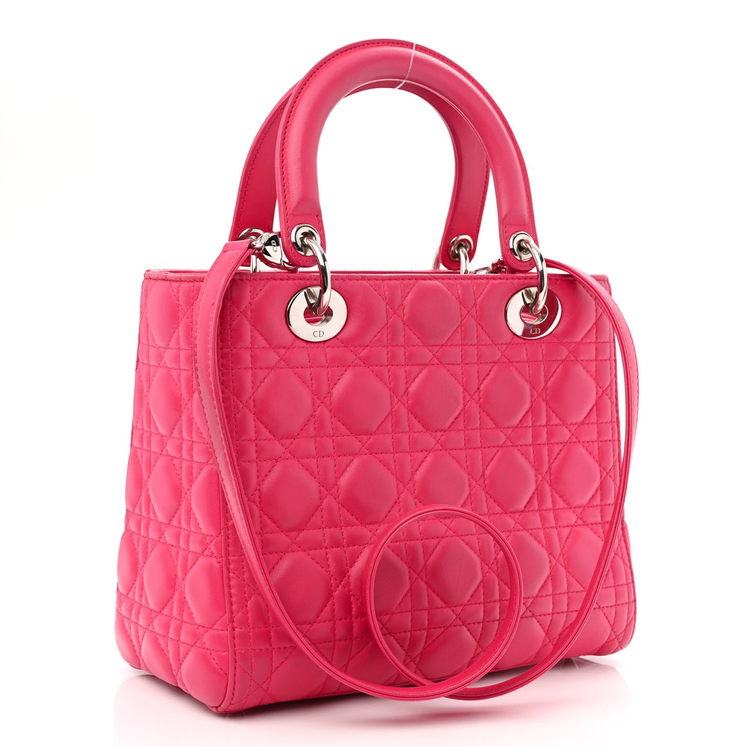 Christian Dior Lambskin Cannage Medium Lady Dior Fuchsia 3 of 13