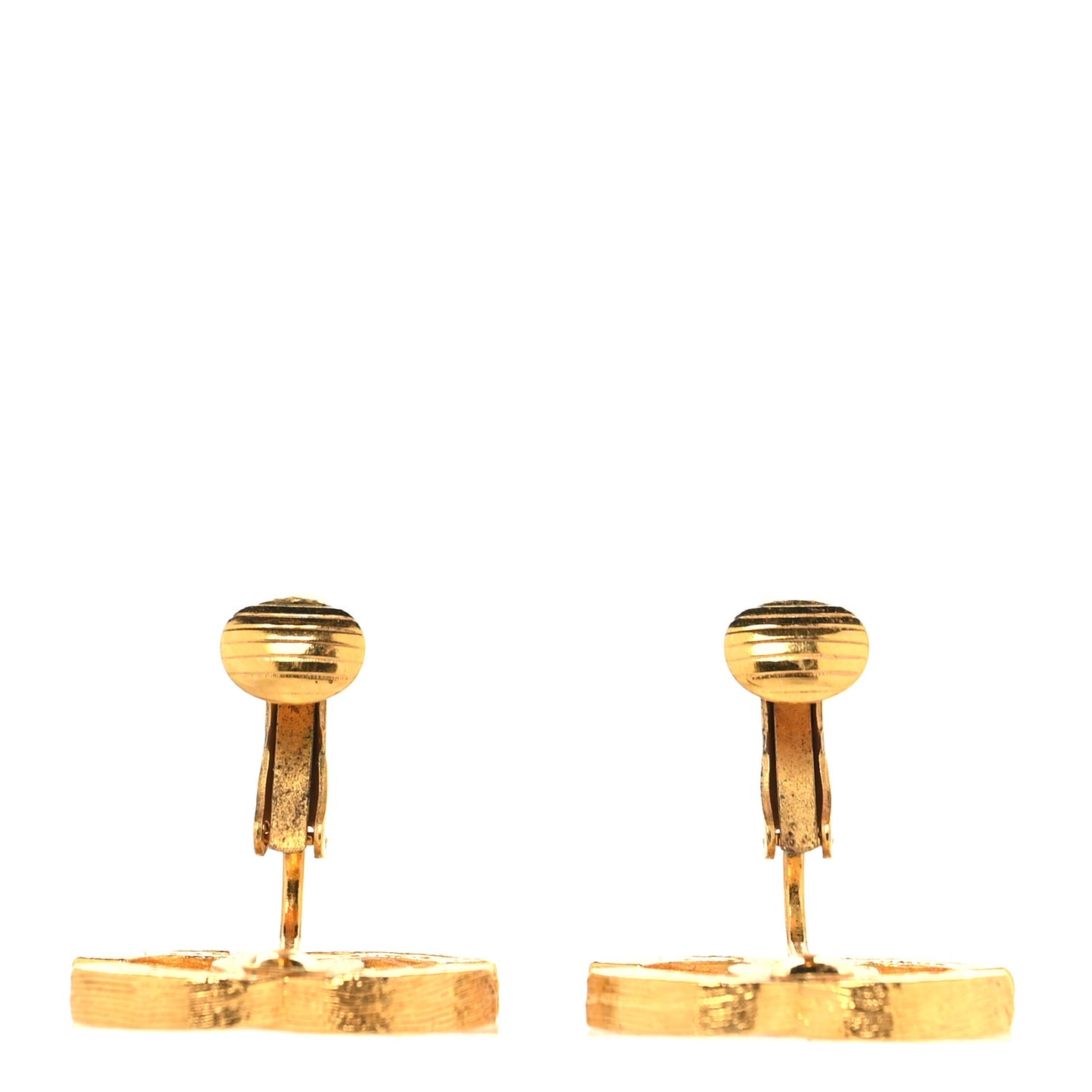 Crystal CC Clip on Earrings Gold