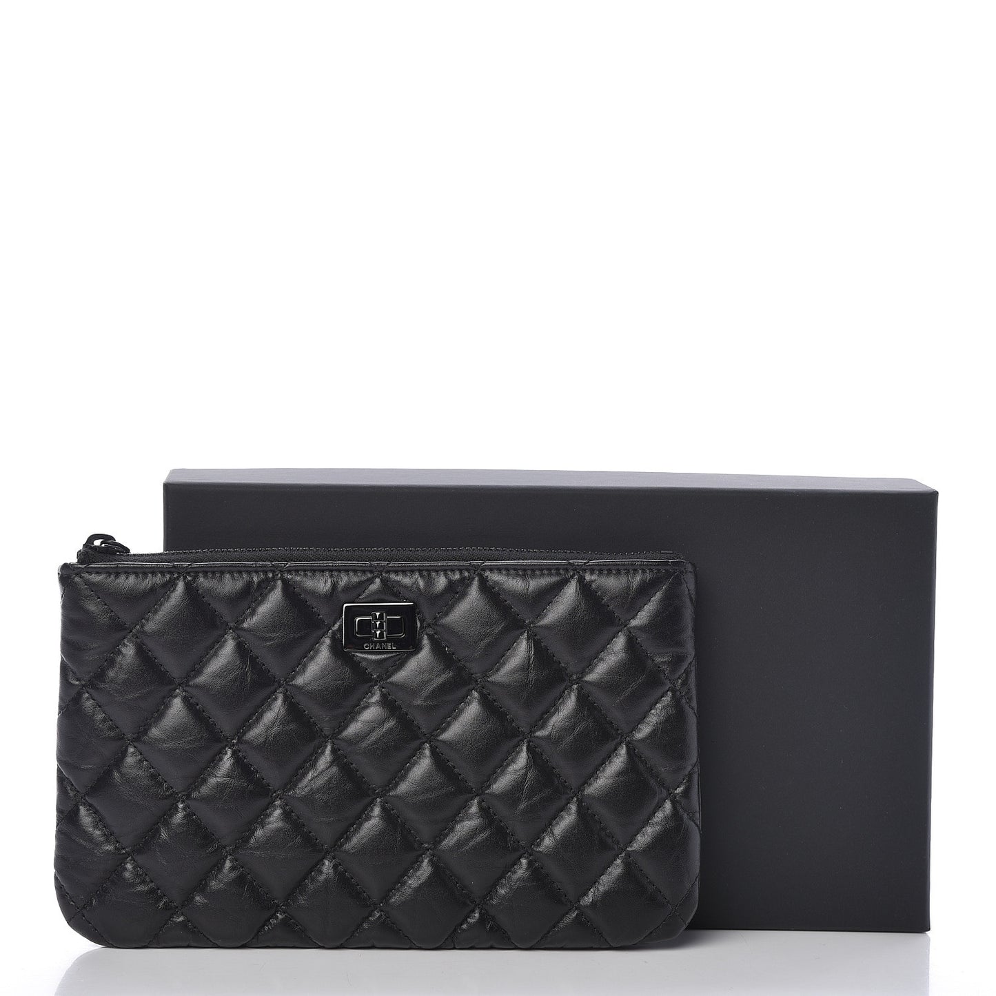 Aged Calfskin Quilted Medium Reissue Cosmetic Case So Black