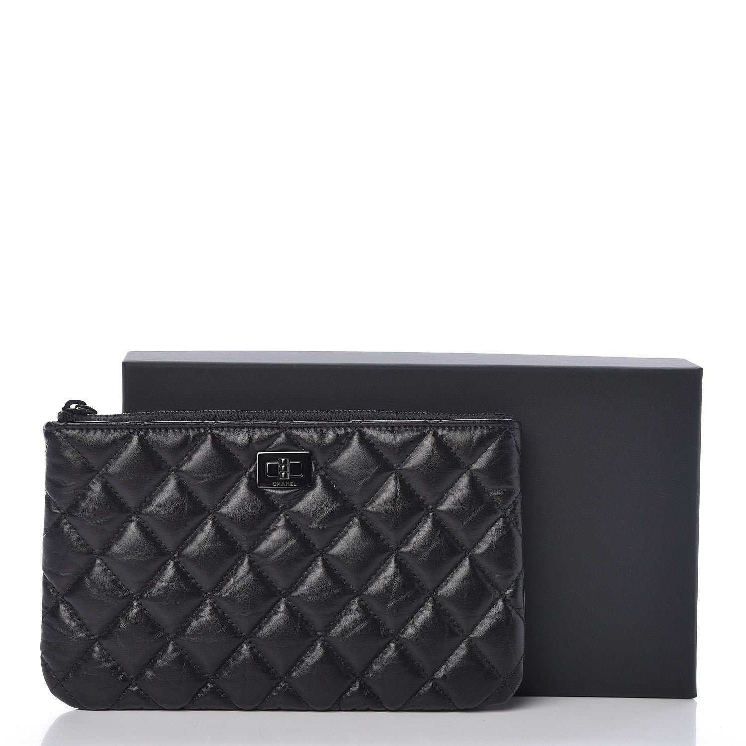 Chanel Aged Calfskin Quilted Medium Reissue Cosmetic Case So Black 8 of 8