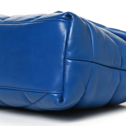 Saint Laurent Lambskin Quilted Medium Loulou Puffer Monogram Chain Satchel Majorele Blue 11 of 14
