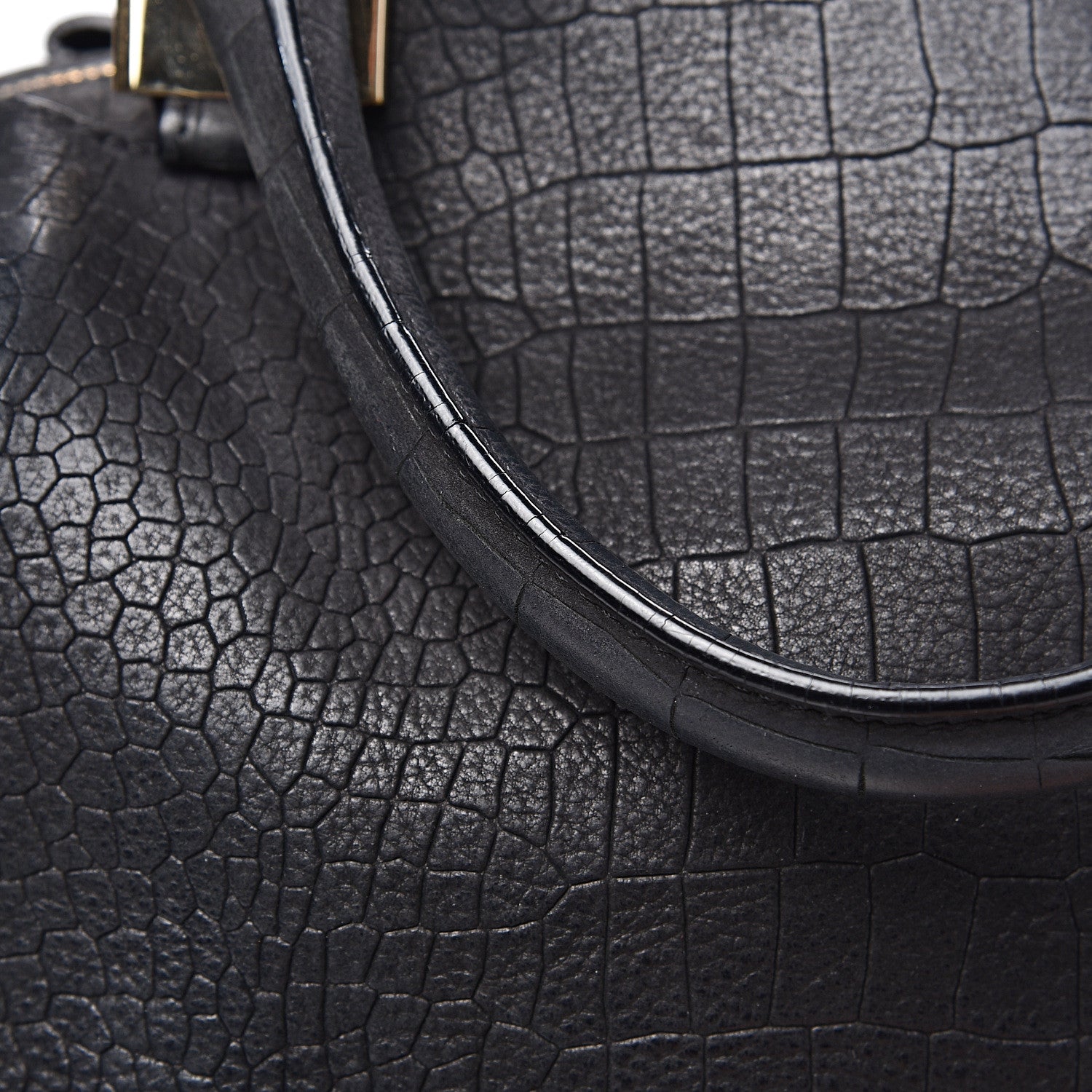 Lanvin Crocodile Stamped Calfskin Trilogy Bowling Bag Black 13 of 14