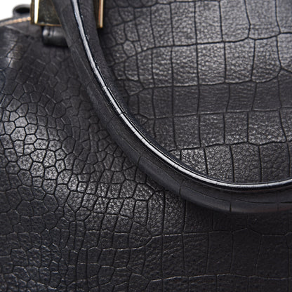 Lanvin Crocodile Stamped Calfskin Trilogy Bowling Bag Black 13 of 14
