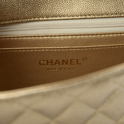 Chanel Metallic Caviar Quilted Mini Top Handle Rectangular Flap Gold 8 of 11