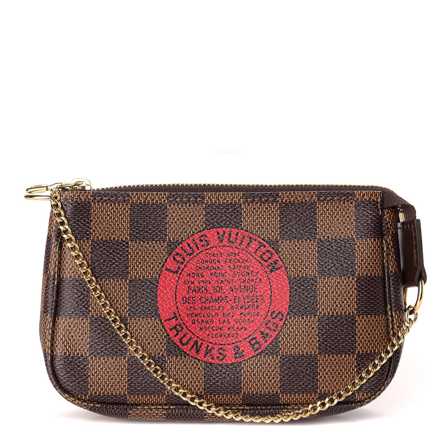 Damier Ebene Complice Trunks and Bags Mini Pochette Accessories Red