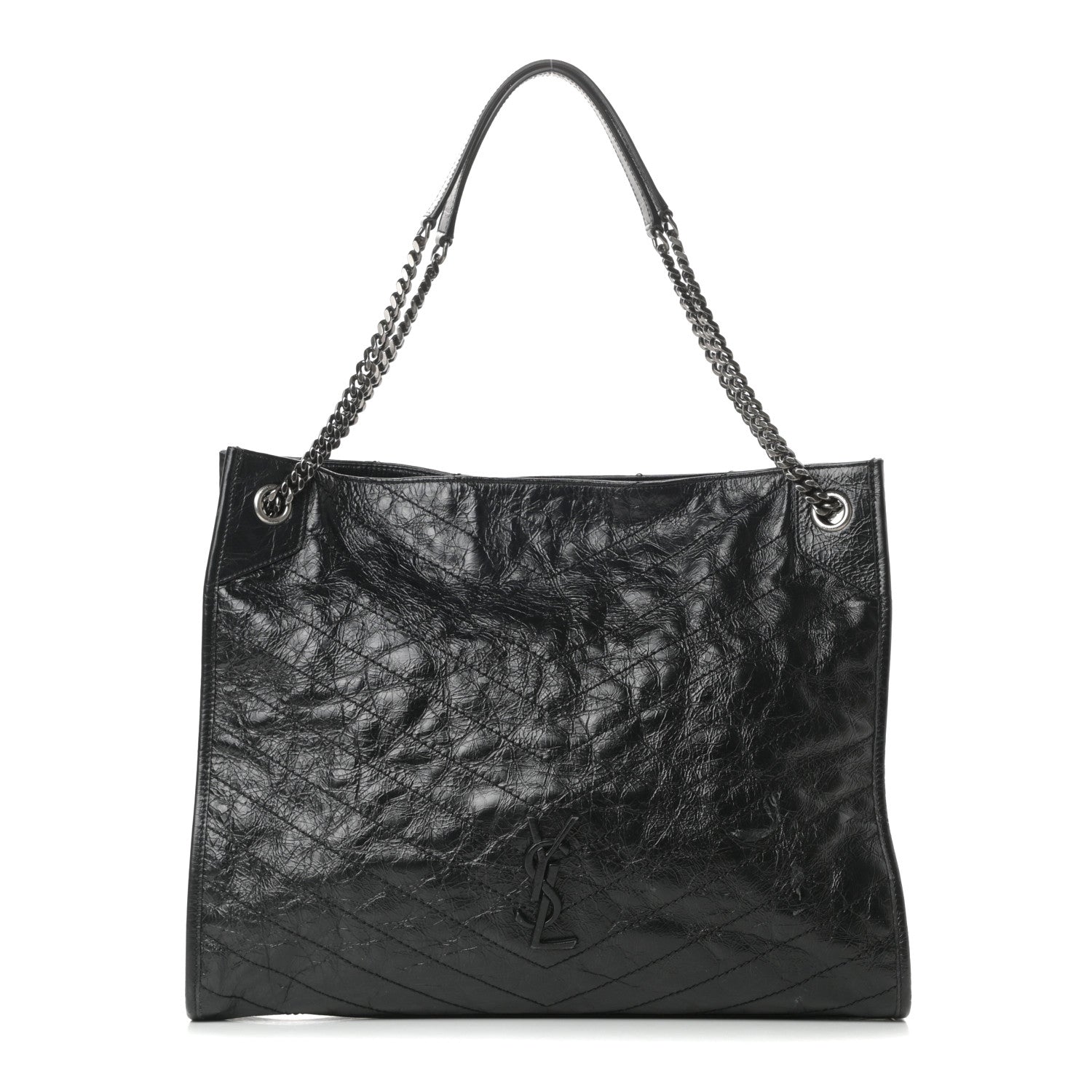 Saint Laurent Crinkled Calfskin Matelasse Monogram Niki Shoulder Bag Black 1 of 12