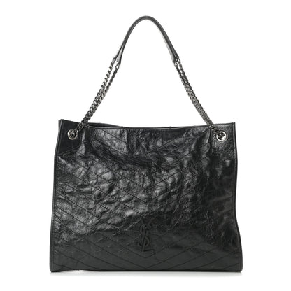 Saint Laurent Crinkled Calfskin Matelasse Monogram Niki Shoulder Bag Black 1 of 12
