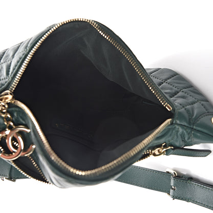 Chanel Calfskin Quilted Banane Waist Bag Fanny Pack Dark Green 5 of 10