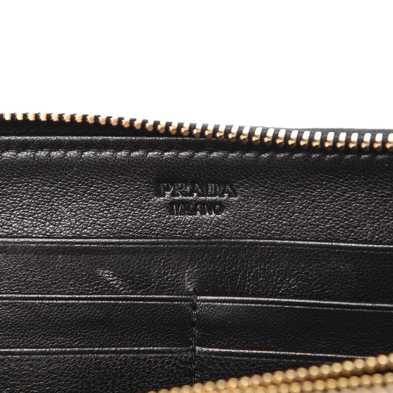 Prada Nappa Gaufre Zip Around Wallet Black 6 of 8