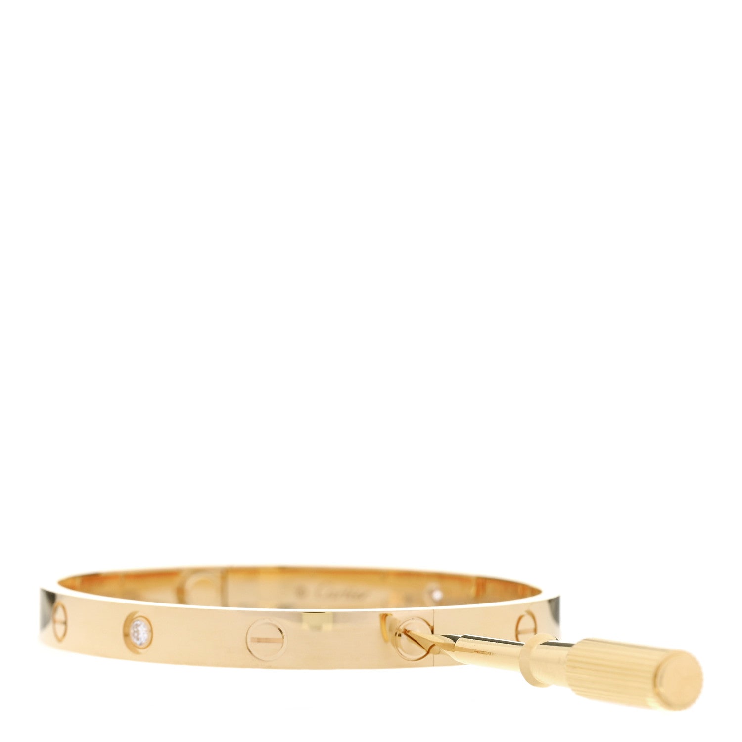 Cartier 18K Yellow Gold 4 Diamond LOVE Bracelet 18 8 of 9