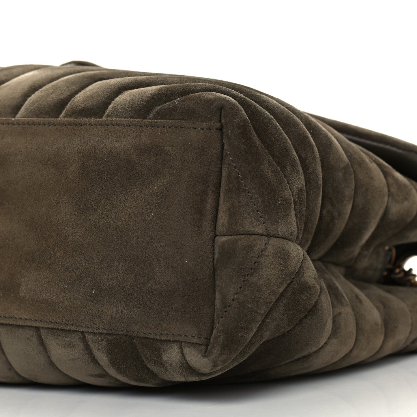 Suede Y Quilted Monogram Medium Loulou Chain Satchel Seaweed