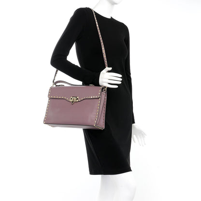 Valentino Garavani Calfskin Rockstud Single Handle Flap Bag Dark Mauve 2 of 11