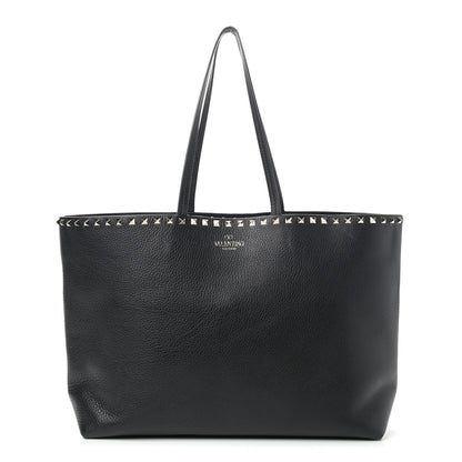 Valentino Garavani Grained Calfskin Rockstud Shoulder Tote Black 1 of 11