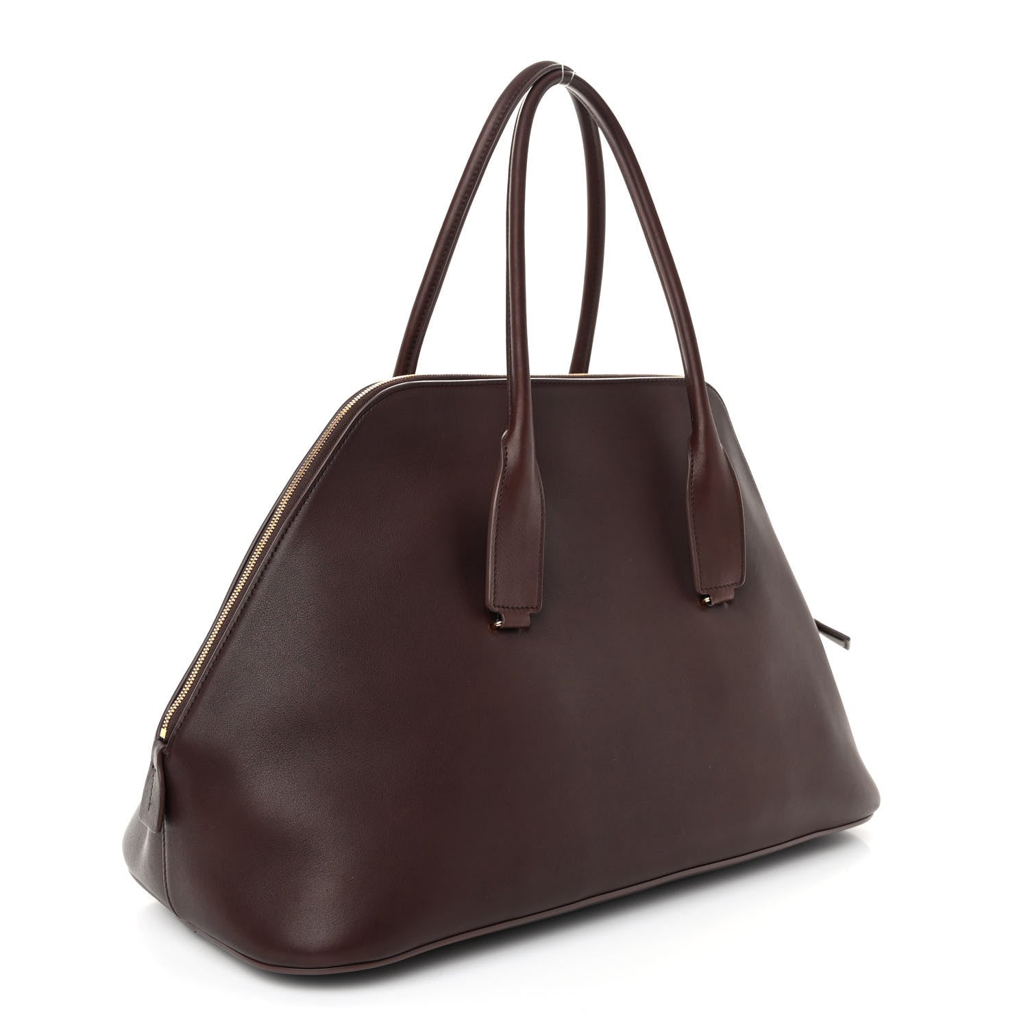 The Row Polished Saddle Calfskin Large Devon Bag Burgundy 3 of 9