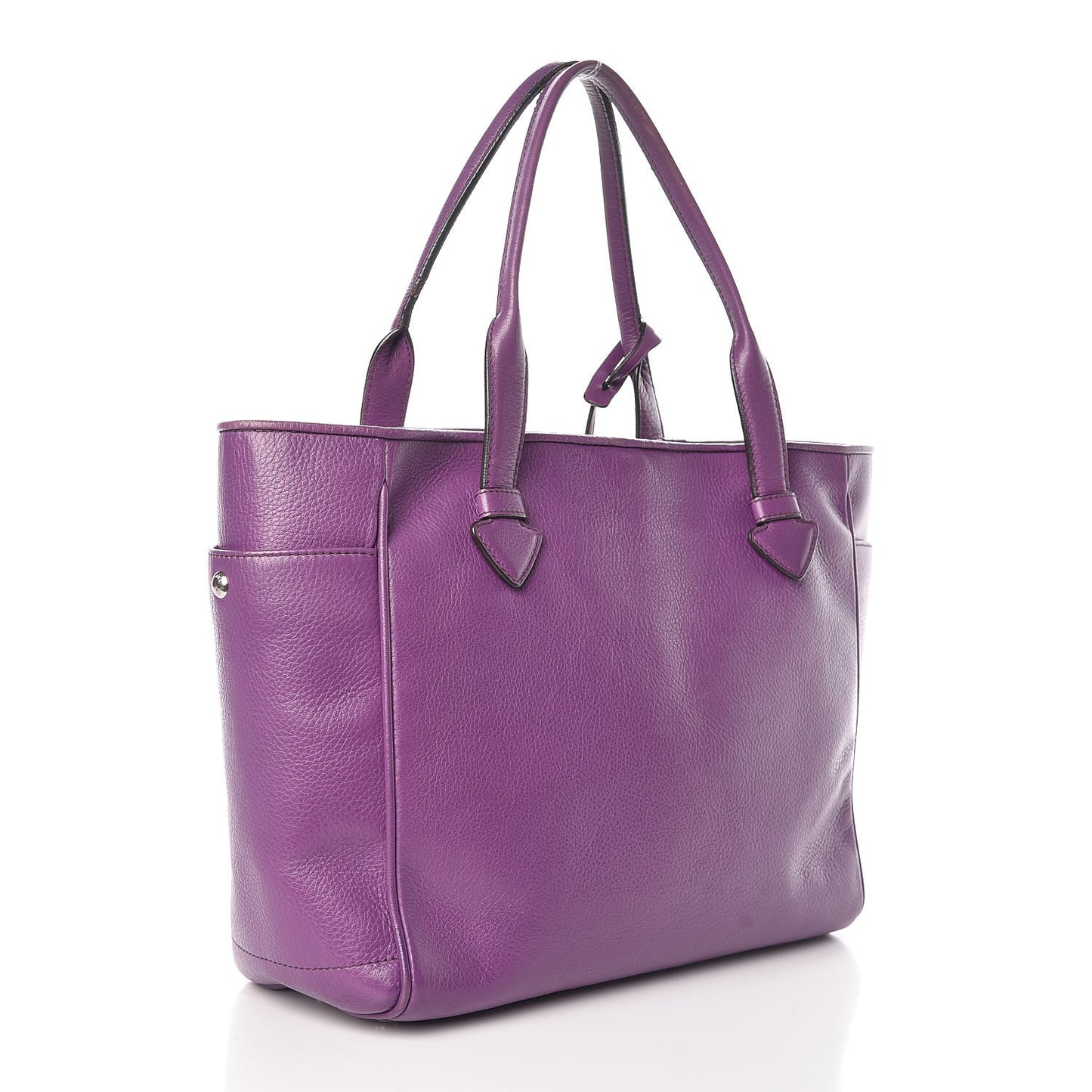 Calfskin Embossed Logo Shopper Tote Purple