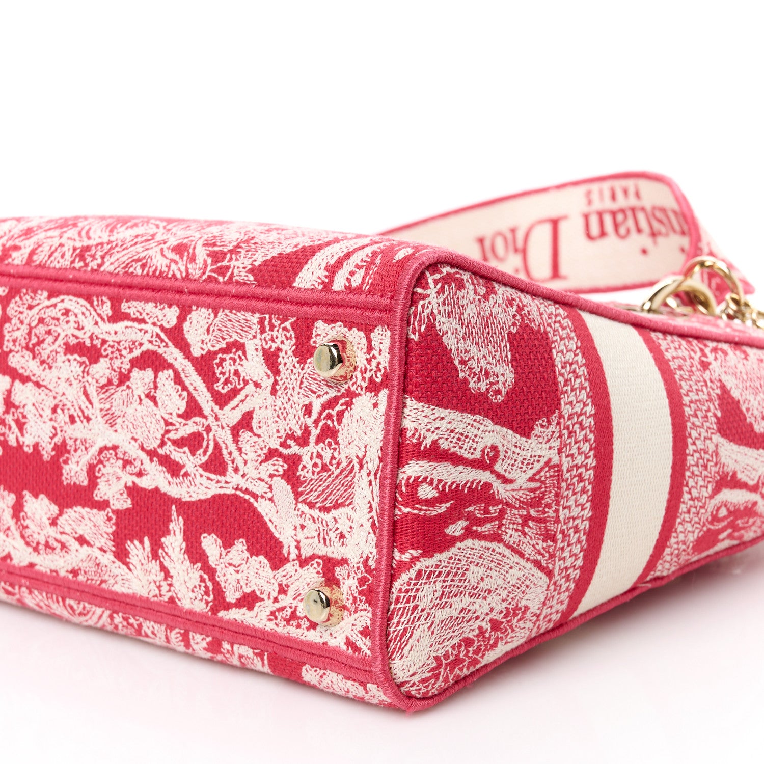Christian Dior Canvas Toile De Jouy Reverse Embroidered Medium Lady D-Lite Red 10 of 10