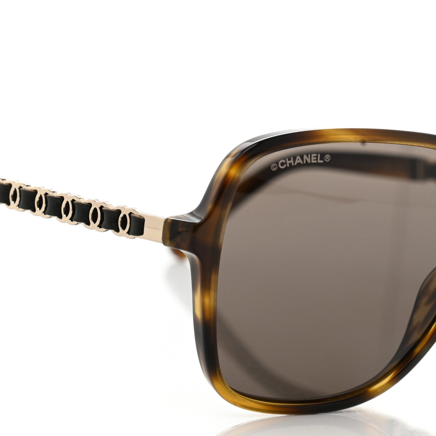 Chanel Metal Calfskin CC Chain Pilot Sunglasses 5439-Q Green Tortoise 8 of 8