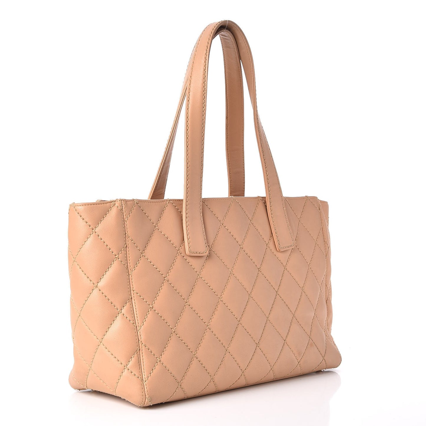 Calfskin Quilted Tote Beige