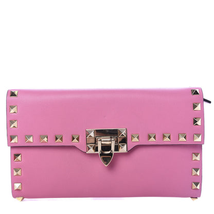 Valentino Garavani Calfskin Rockstud Flip Lock Wallet Ninphea 1 of 7
