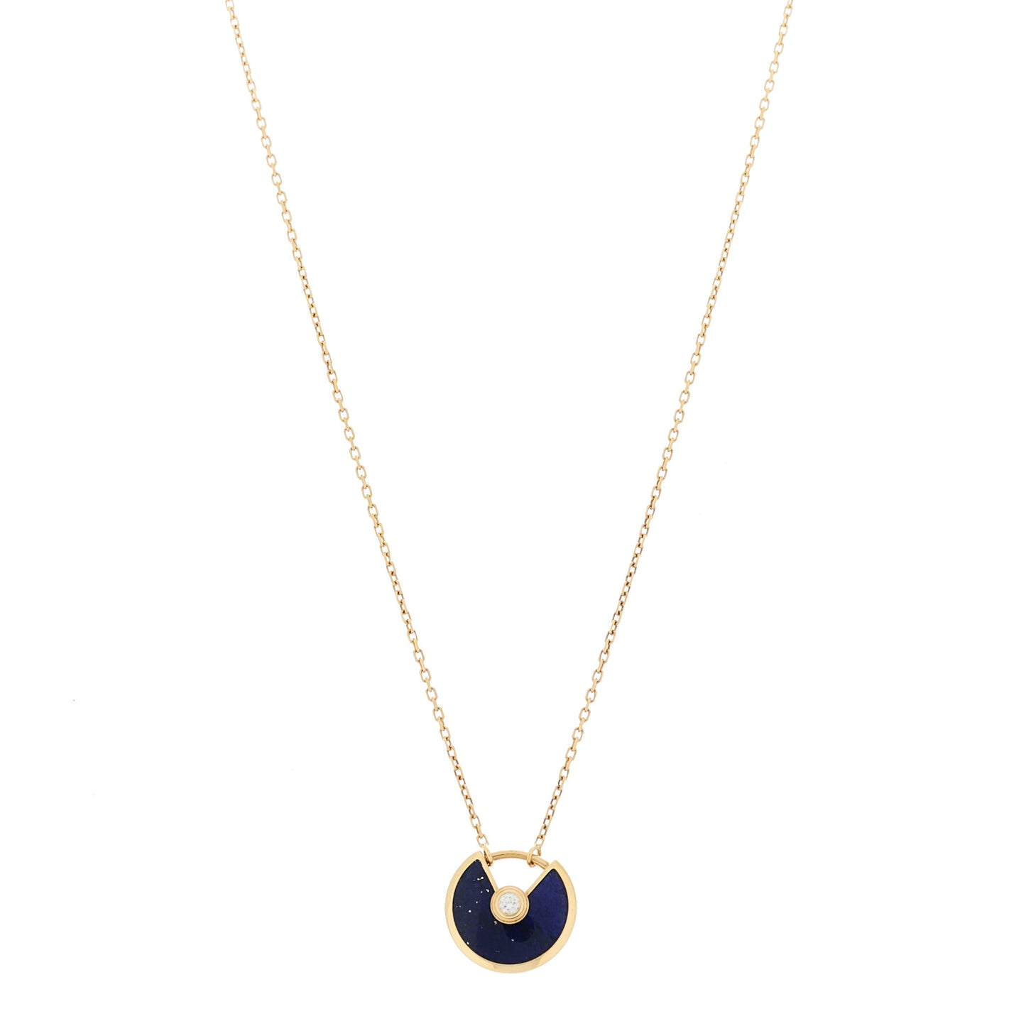 18K Yellow Gold Diamond Lapis Lazuli XS Amulette de Cartier Pendant Necklace