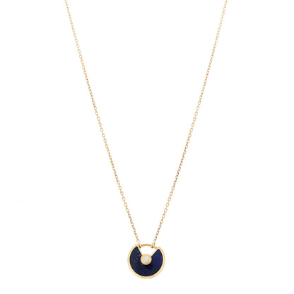 Cartier 18K Yellow Gold Diamond Lapis Lazuli XS Amulette de Cartier Pendant Necklace 1 of 5
