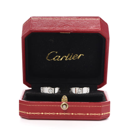 Cartier 18K White Gold 2 Diamond 5.5mm LOVE Hoop Earrings 6 of 6