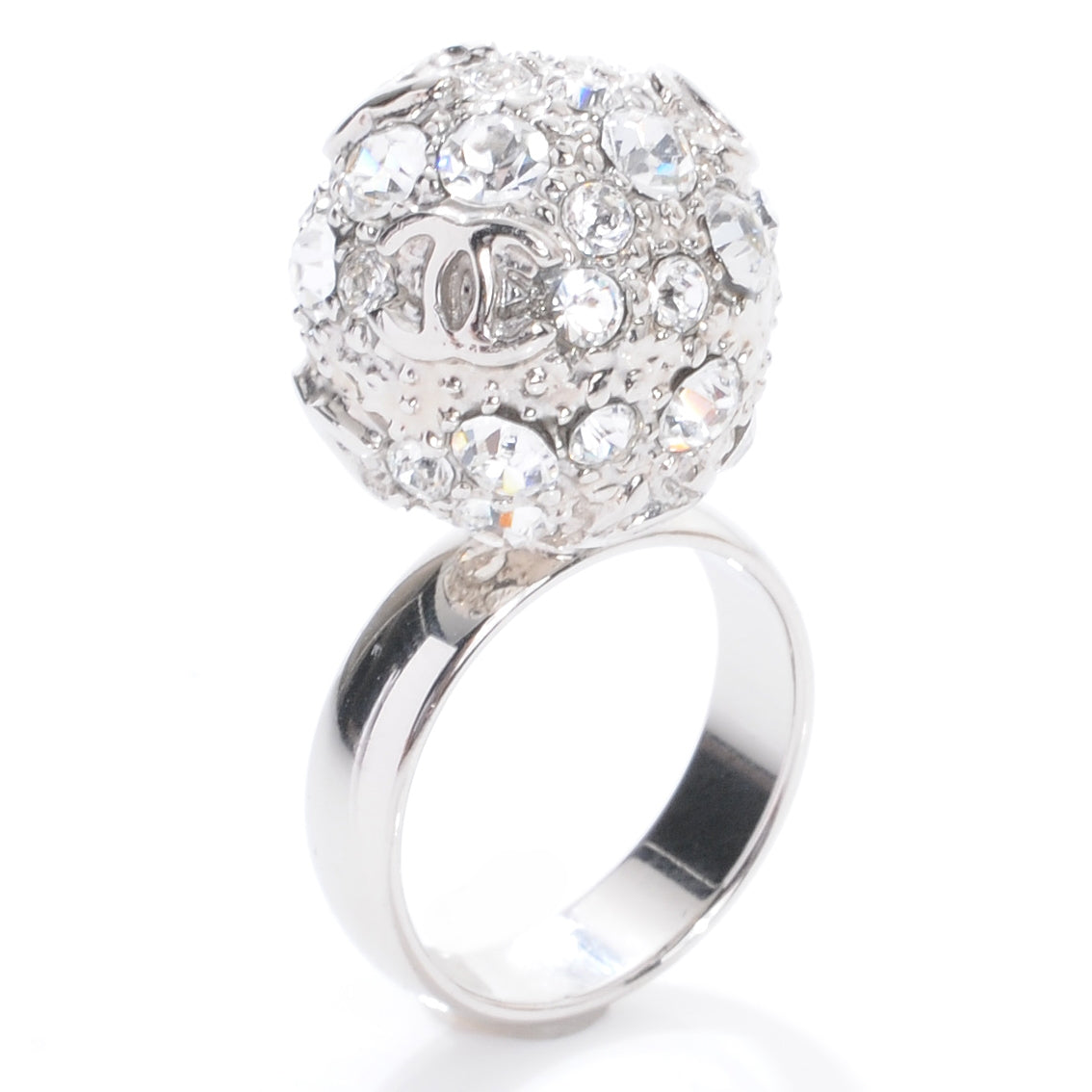 Chanel Crystal CC Ring Silver 6.25 3 of 6