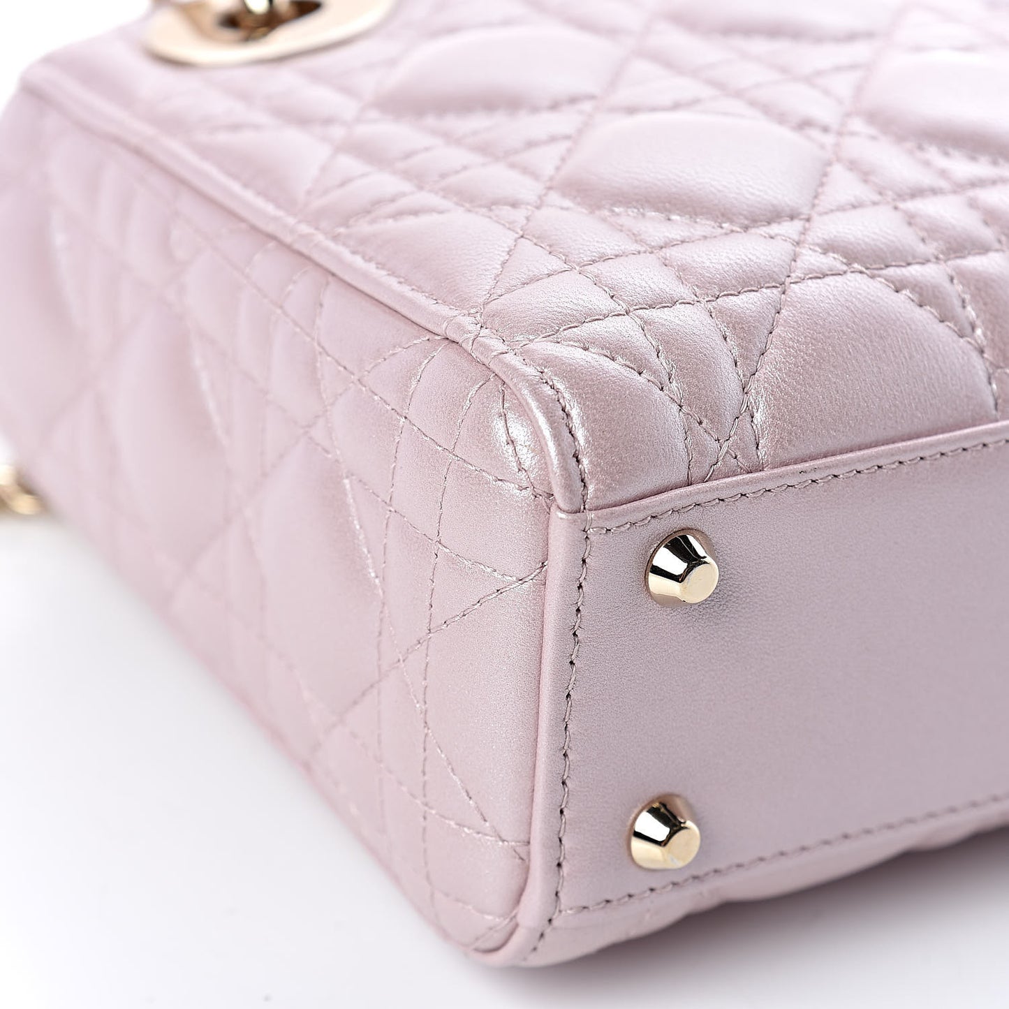 Metallic Lambskin Cannage Mini Lady Dior Lotus
