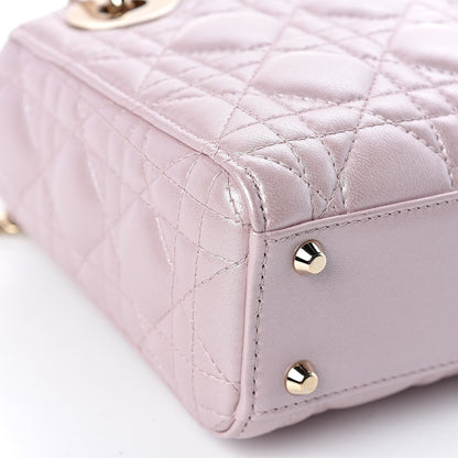 Christian Dior Metallic Lambskin Cannage Mini Lady Dior Lotus 5 of 12