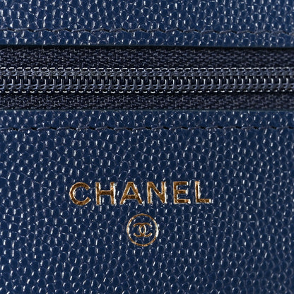 Chanel Caviar Quilted Wallet on Chain WOC Navy Blue 6 of 11