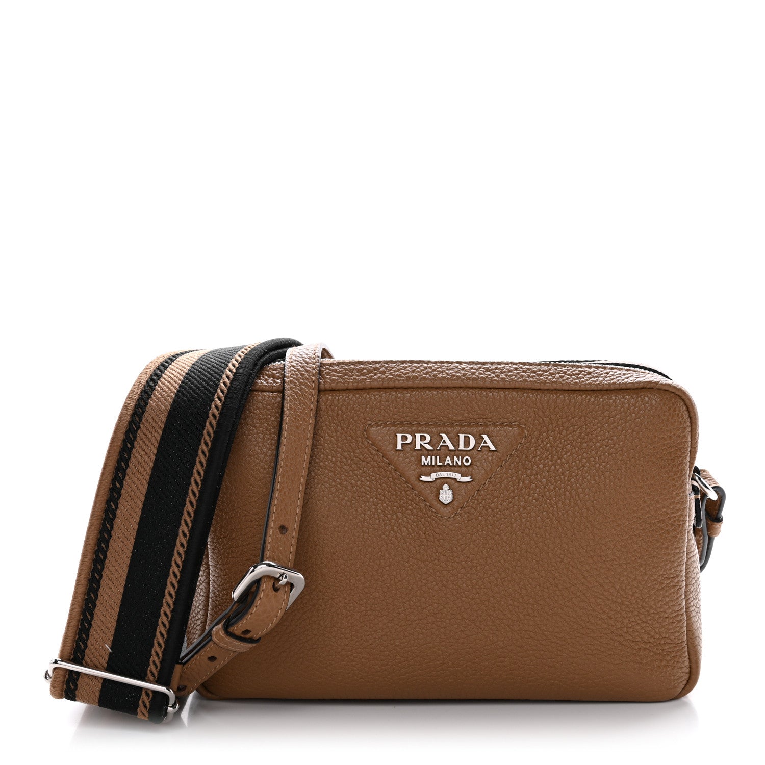 Prada Vitello Daino Soft Medium Double Zip Shoulder Bag Sesamo 1 of 11