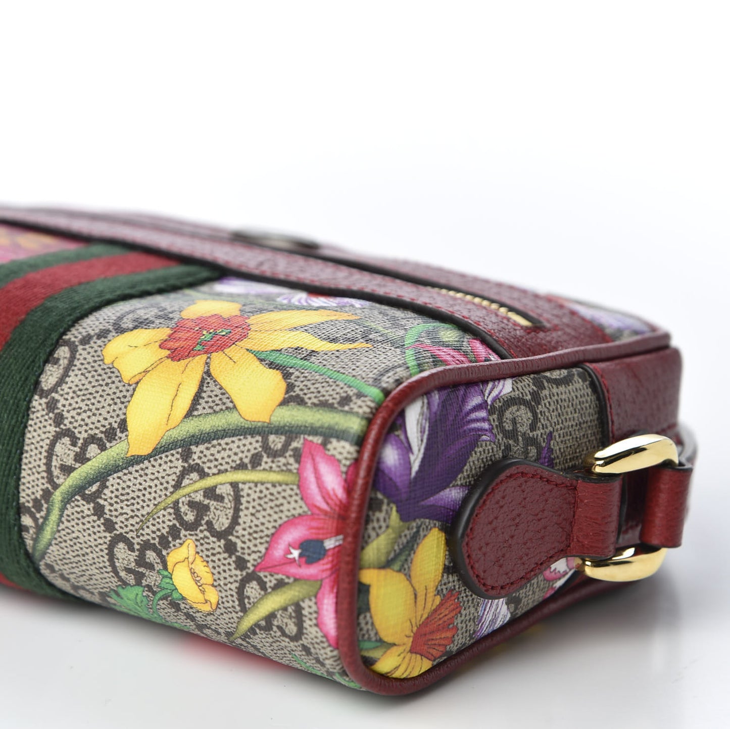 GG Supreme Monogram Flora Web Mini Ophidia Shoulder Bag Red
