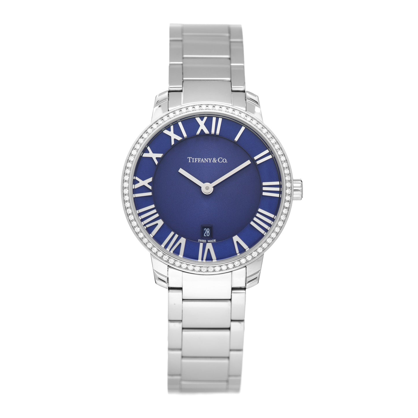 Stainless Steel Diamond Bezel 31mm Atlas 2-Hand Quartz Watch Blue Azure