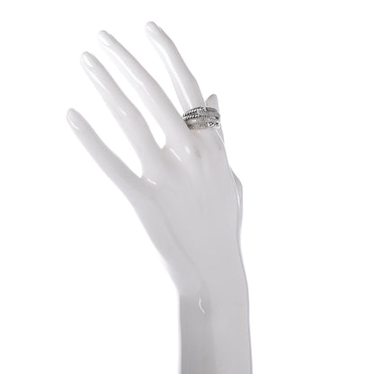 David Yurman Sterling Silver Diamond 13mm Labyrinth Double Loop Ring 53 6.5 2 of 5