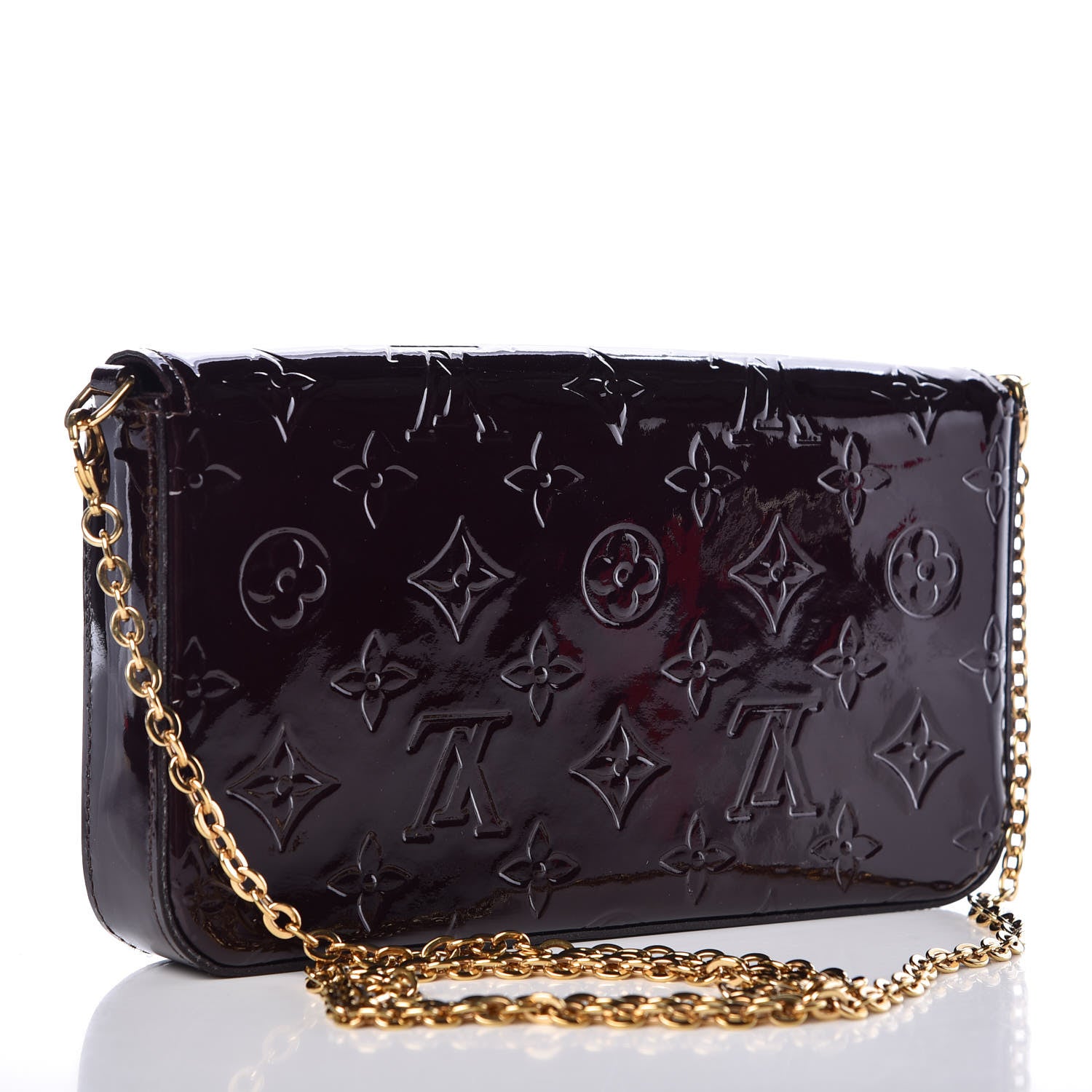 Louis Vuitton Vernis Pochette Felicie Chain Wallet Amarante 3 of 11