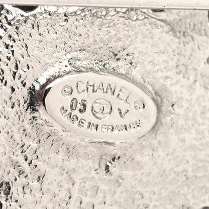 Chanel Swarovski Crystal Camellia CC Brooch Silver 4 of 4
