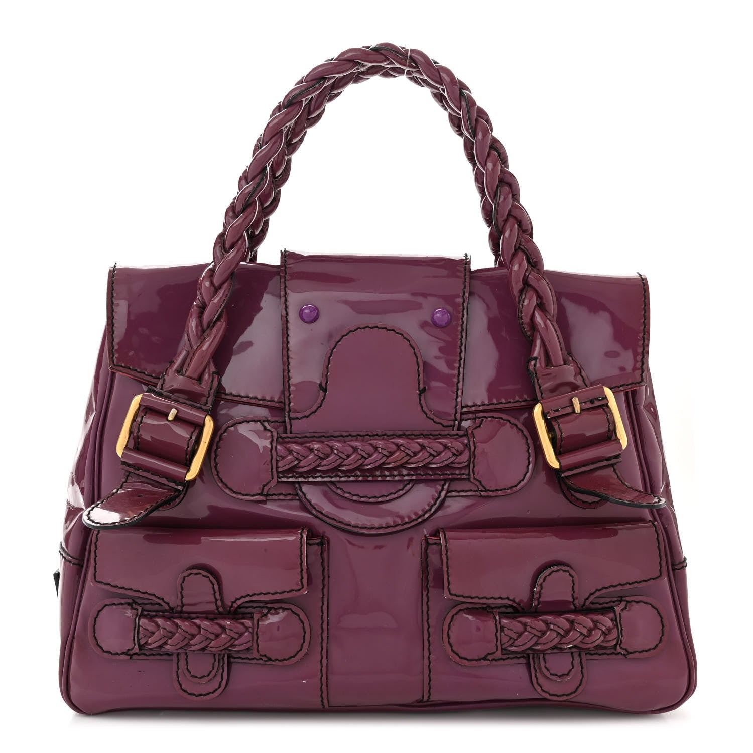 Valentino Garavani Patent Large Histoire Purple 1 of 15