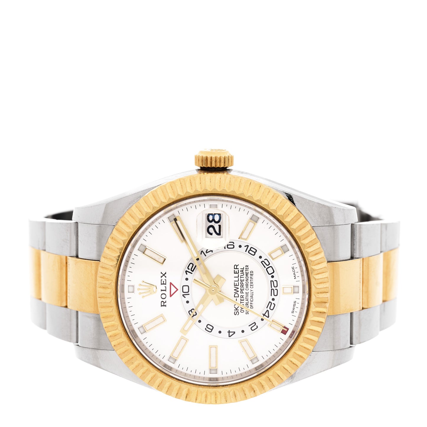 Stainless Steel 18K Yellow Gold 42mm Oyster Perpetual Sky-Dweller Watch White 326933