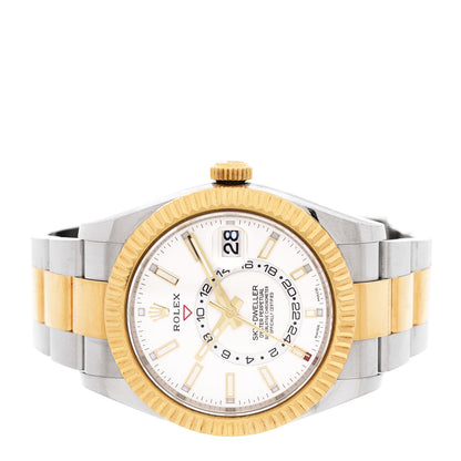 Rolex Stainless Steel 18K Yellow Gold 42mm Oyster Perpetual Sky-Dweller Watch White 326933 2 of 4