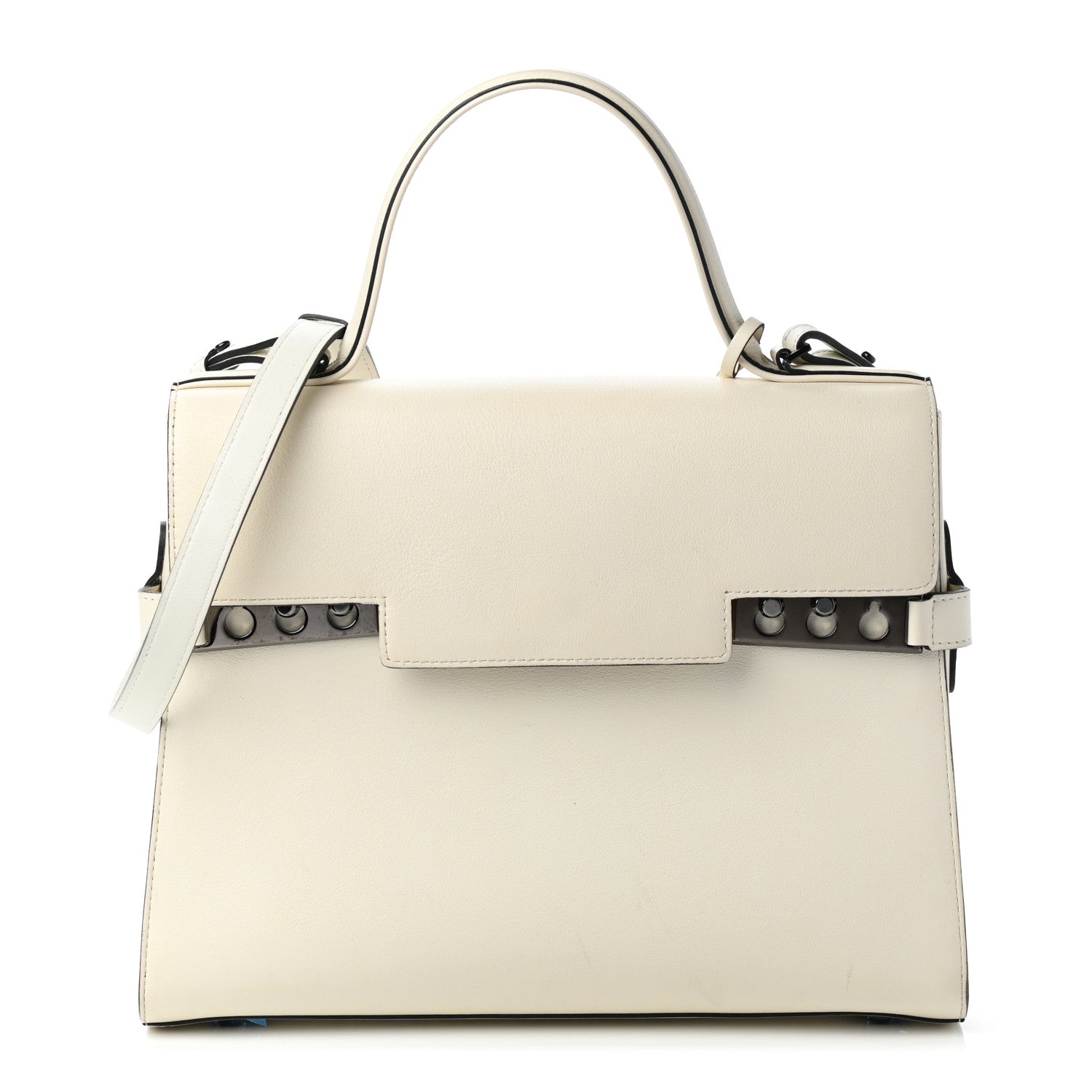 Delvaux Calfskin MM Tempete Satchel White 1 of 9