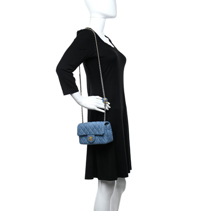 Chanel Denim Quilted Mini Pearl Crush Rectangular Flap Blue 2 of 12