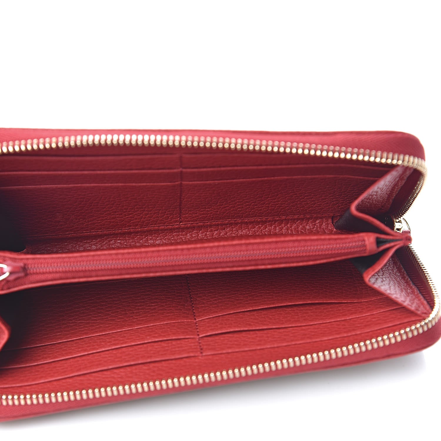Gucci Monogram Dollar Calfskin Zip Around Wallet Beige Ebony Rosso 5 of 8